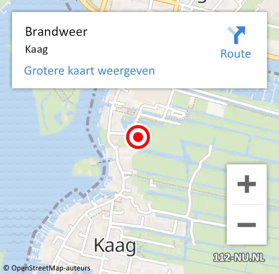 Locatie op kaart van de 112 melding: Brandweer Kaag op 25 juni 2021 21:06