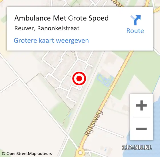 Locatie op kaart van de 112 melding: Ambulance Met Grote Spoed Naar Reuver, Ranonkelstraat op 25 juni 2021 21:49