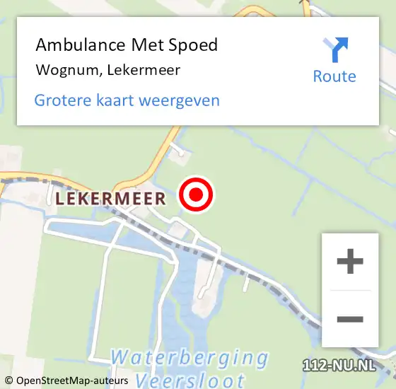 Locatie op kaart van de 112 melding: Ambulance Met Spoed Naar Wognum, Lekermeer op 25 juni 2021 21:56