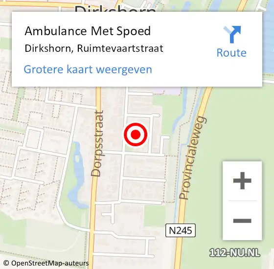 Locatie op kaart van de 112 melding: Ambulance Met Spoed Naar Dirkshorn, Ruimtevaartstraat op 25 juni 2021 22:25