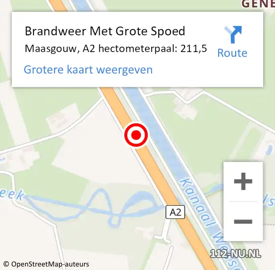 Locatie op kaart van de 112 melding: Brandweer Met Grote Spoed Naar Maasgouw, A2 hectometerpaal: 211,5 op 25 juni 2021 22:32