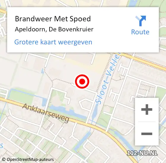 Locatie op kaart van de 112 melding: Brandweer Met Spoed Naar Apeldoorn, De Bovenkruier op 25 juni 2021 23:04