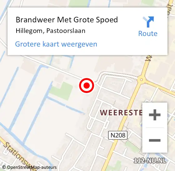 Locatie op kaart van de 112 melding: Brandweer Met Grote Spoed Naar Hillegom, Pastoorslaan op 25 juni 2021 23:05