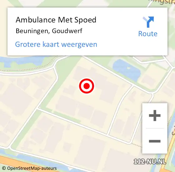 Locatie op kaart van de 112 melding: Ambulance Met Spoed Naar Beuningen, Goudwerf op 25 juni 2021 23:20