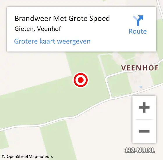 Locatie op kaart van de 112 melding: Brandweer Met Grote Spoed Naar Gieten, Veenhof op 25 juni 2021 23:33