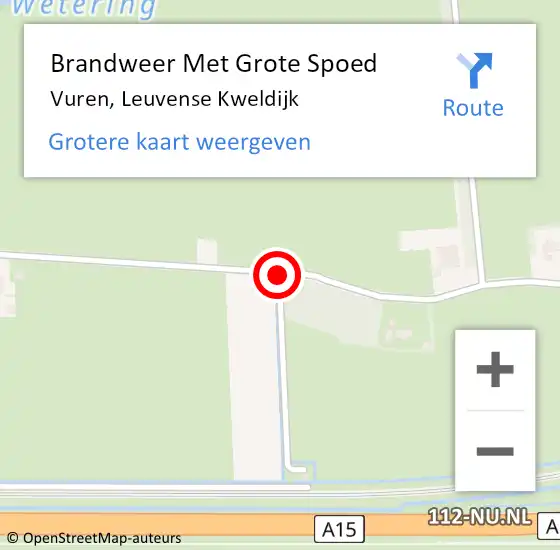 Locatie op kaart van de 112 melding: Brandweer Met Grote Spoed Naar Vuren, Leuvense Kweldijk op 14 juni 2014 11:47