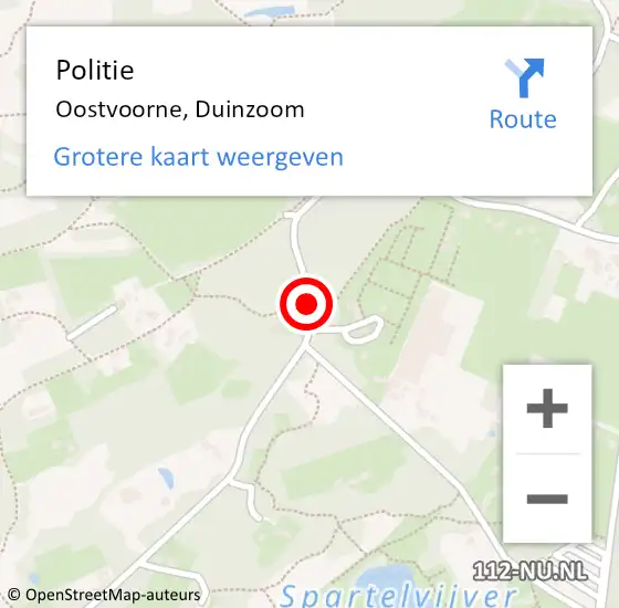 Locatie op kaart van de 112 melding: Politie Oostvoorne, Duinzoom op 26 juni 2021 00:08