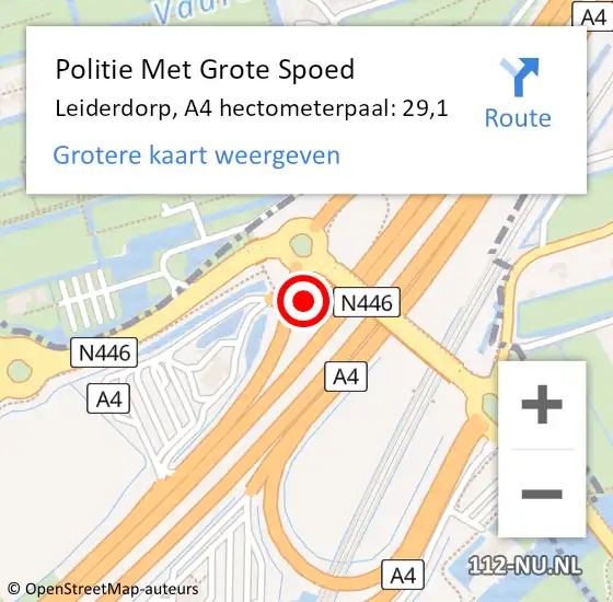 Locatie op kaart van de 112 melding: Politie Met Grote Spoed Naar Leiderdorp, A4 hectometerpaal: 29,1 op 26 juni 2021 00:09