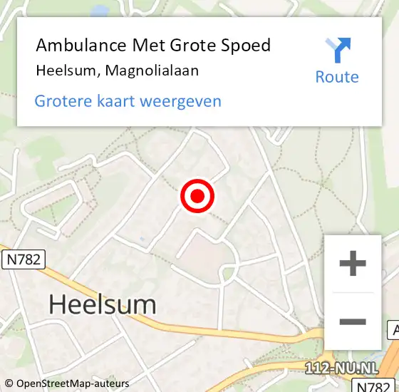 Locatie op kaart van de 112 melding: Ambulance Met Grote Spoed Naar Heelsum, Magnolialaan op 26 juni 2021 00:54