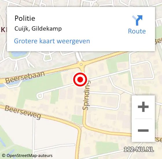 Locatie op kaart van de 112 melding: Politie Cuijk, Gildekamp op 26 juni 2021 01:13