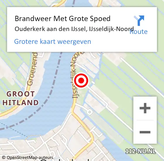 Locatie op kaart van de 112 melding: Brandweer Met Grote Spoed Naar Ouderkerk aan den IJssel, IJsseldijk-Noord op 26 juni 2021 01:36