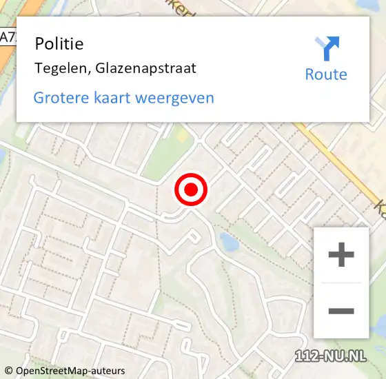 Locatie op kaart van de 112 melding: Politie Tegelen, Glazenapstraat op 26 juni 2021 01:37