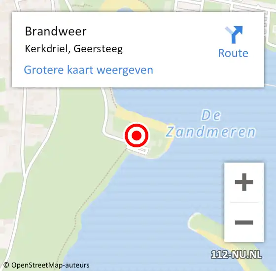 Locatie op kaart van de 112 melding: Brandweer Kerkdriel, Geersteeg op 26 juni 2021 04:08