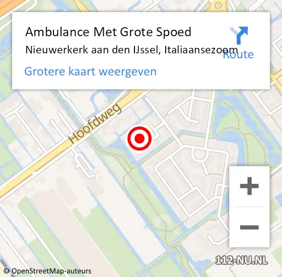 Locatie op kaart van de 112 melding: Ambulance Met Grote Spoed Naar Nieuwerkerk aan den IJssel, Italiaansezoom op 26 juni 2021 04:31