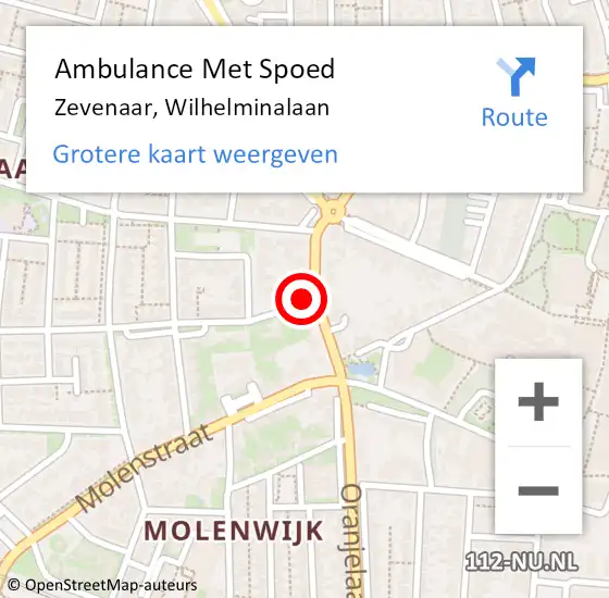 Locatie op kaart van de 112 melding: Ambulance Met Spoed Naar Zevenaar, Wilhelminalaan op 26 juni 2021 04:41