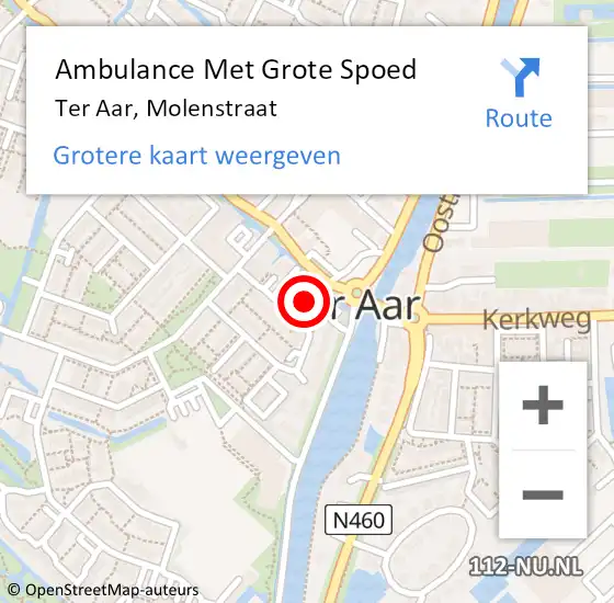 Locatie op kaart van de 112 melding: Ambulance Met Grote Spoed Naar Ter Aar, Molenstraat op 26 juni 2021 04:54