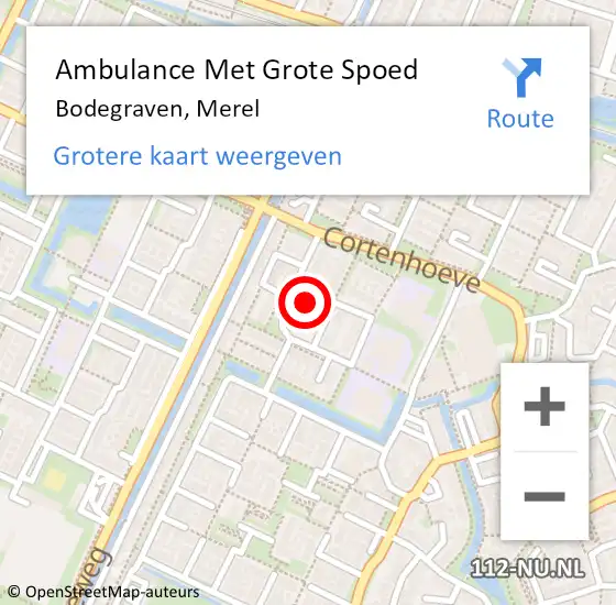 Locatie op kaart van de 112 melding: Ambulance Met Grote Spoed Naar Bodegraven, Merel op 26 juni 2021 04:54
