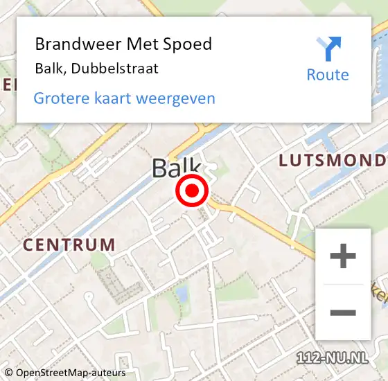 Locatie op kaart van de 112 melding: Brandweer Met Spoed Naar Balk, Dubbelstraat op 26 juni 2021 06:36