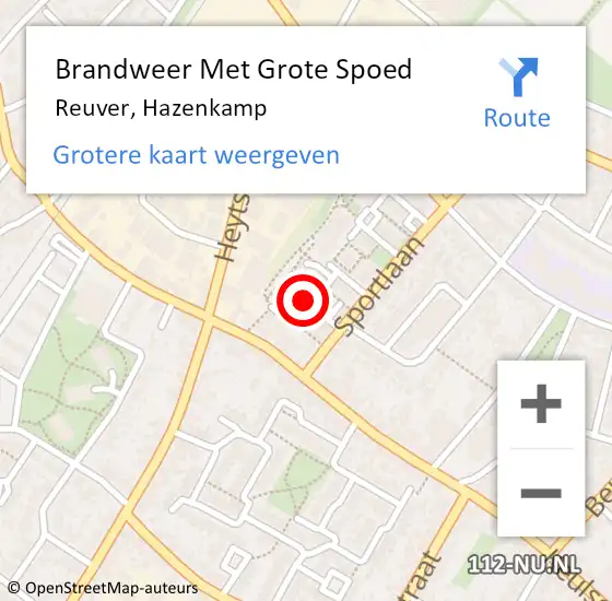 Locatie op kaart van de 112 melding: Brandweer Met Grote Spoed Naar Reuver, Hazenkamp op 26 juni 2021 07:07