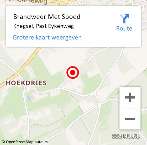 Locatie op kaart van de 112 melding: Brandweer Met Spoed Naar Knegsel, Past Eykenweg op 26 juni 2021 07:21