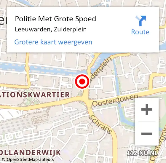 Locatie op kaart van de 112 melding: Politie Met Grote Spoed Naar Leeuwarden, Zuiderplein op 26 juni 2021 07:21