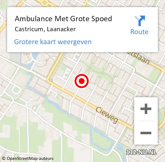 Locatie op kaart van de 112 melding: Ambulance Met Grote Spoed Naar Castricum, Laanacker op 26 juni 2021 07:39