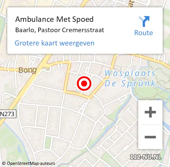Locatie op kaart van de 112 melding: Ambulance Met Spoed Naar Baarlo, Pastoor Cremersstraat op 14 juni 2014 12:05
