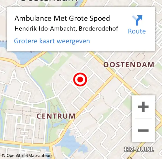 Locatie op kaart van de 112 melding: Ambulance Met Grote Spoed Naar Hendrik-Ido-Ambacht, Brederodehof op 26 juni 2021 08:14
