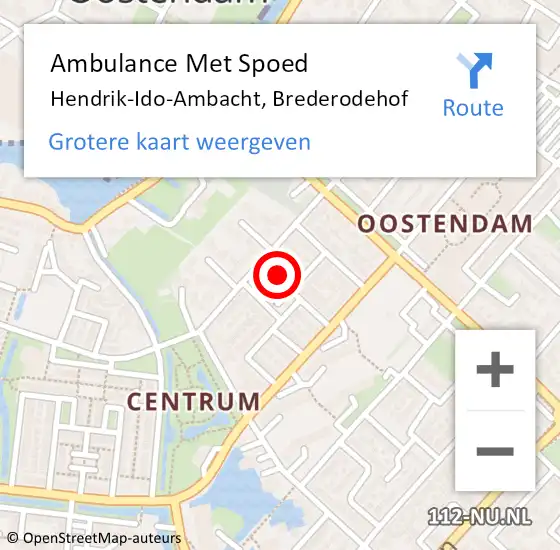 Locatie op kaart van de 112 melding: Ambulance Met Spoed Naar Hendrik-Ido-Ambacht, Brederodehof op 26 juni 2021 08:16