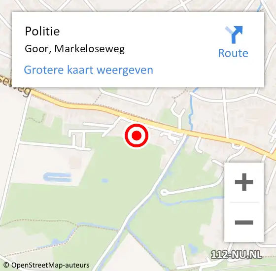 Locatie op kaart van de 112 melding: Politie Goor, Markeloseweg op 26 juni 2021 08:30