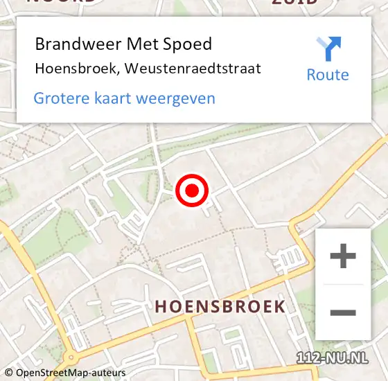 Locatie op kaart van de 112 melding: Brandweer Met Spoed Naar Hoensbroek, Weustenraedtstraat op 26 juni 2021 08:45