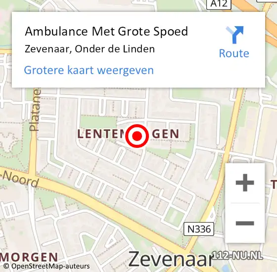 Locatie op kaart van de 112 melding: Ambulance Met Grote Spoed Naar Zevenaar, Onder de Linden op 26 juni 2021 08:52