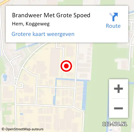 Locatie op kaart van de 112 melding: Brandweer Met Grote Spoed Naar Hem, Koggeweg op 26 juni 2021 08:53