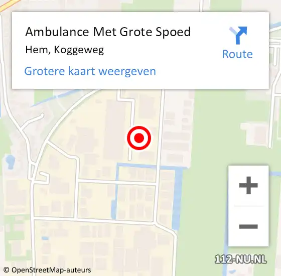 Locatie op kaart van de 112 melding: Ambulance Met Grote Spoed Naar Hem, Koggeweg op 26 juni 2021 08:53