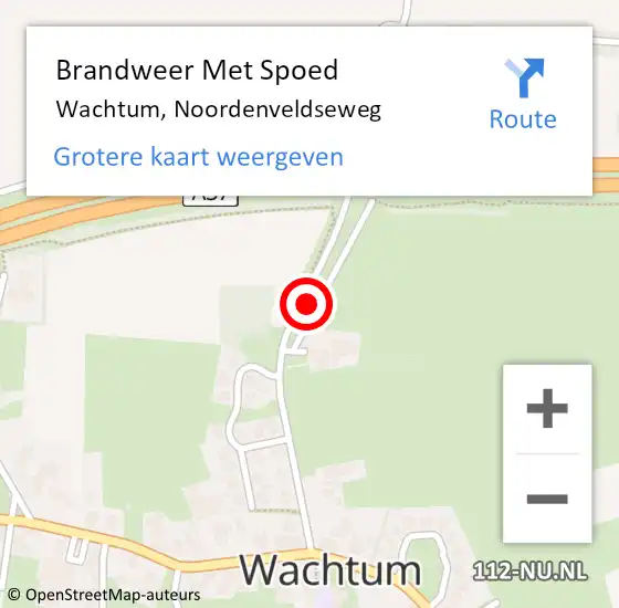 Locatie op kaart van de 112 melding: Brandweer Met Spoed Naar Wachtum, Noordenveldseweg op 26 juni 2021 09:15