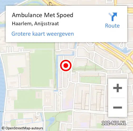 Locatie op kaart van de 112 melding: Ambulance Met Spoed Naar Haarlem, Anijsstraat op 26 juni 2021 09:41