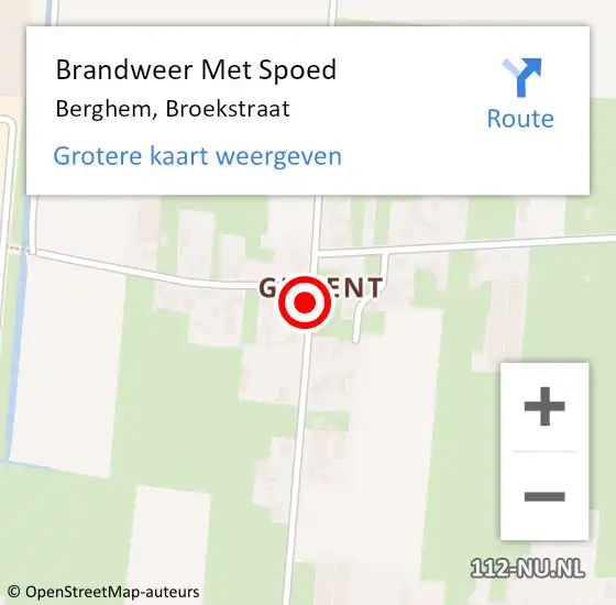 Locatie op kaart van de 112 melding: Brandweer Met Spoed Naar Berghem, Broekstraat op 26 juni 2021 10:04