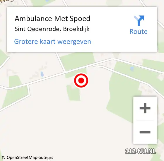 Locatie op kaart van de 112 melding: Ambulance Met Spoed Naar Sint Oedenrode, Broekdijk op 14 juni 2014 12:14