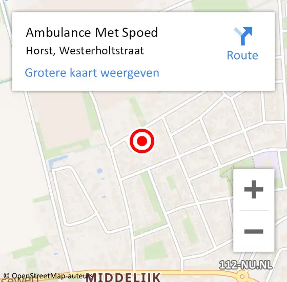 Locatie op kaart van de 112 melding: Ambulance Met Spoed Naar Horst, Westerholtstraat op 14 juni 2014 12:16