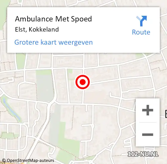 Locatie op kaart van de 112 melding: Ambulance Met Spoed Naar Elst, Kokkeland op 26 juni 2021 10:46