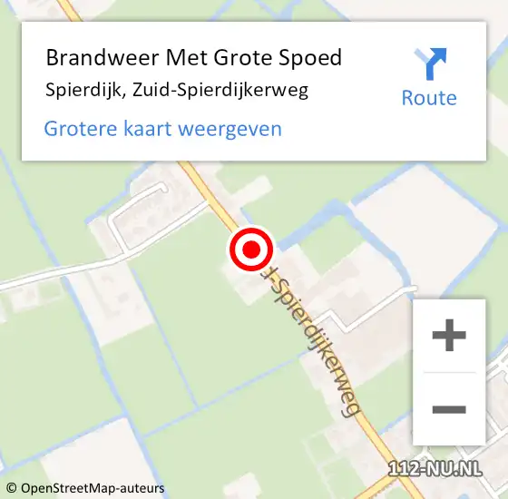 Locatie op kaart van de 112 melding: Brandweer Met Grote Spoed Naar Spierdijk, Zuid-Spierdijkerweg op 26 juni 2021 10:47