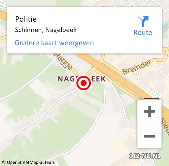 Locatie op kaart van de 112 melding: Politie Schinnen, Nagelbeek op 26 juni 2021 10:54