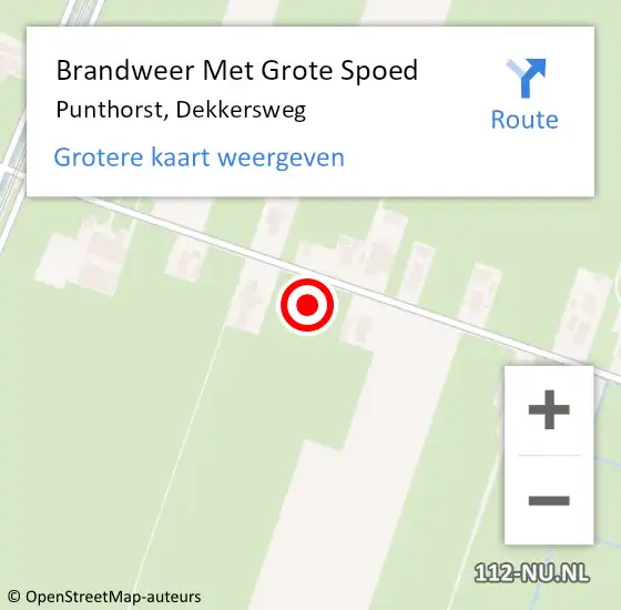 Locatie op kaart van de 112 melding: Brandweer Met Grote Spoed Naar Punthorst, Dekkersweg op 26 juni 2021 10:59