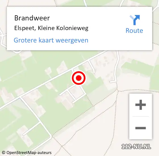 Locatie op kaart van de 112 melding: Brandweer Elspeet, Kleine Kolonieweg op 26 juni 2021 11:22