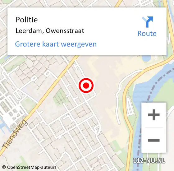 Locatie op kaart van de 112 melding: Politie Leerdam, Owensstraat op 26 juni 2021 11:26