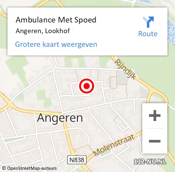 Locatie op kaart van de 112 melding: Ambulance Met Spoed Naar Angeren, Lookhof op 26 juni 2021 11:28