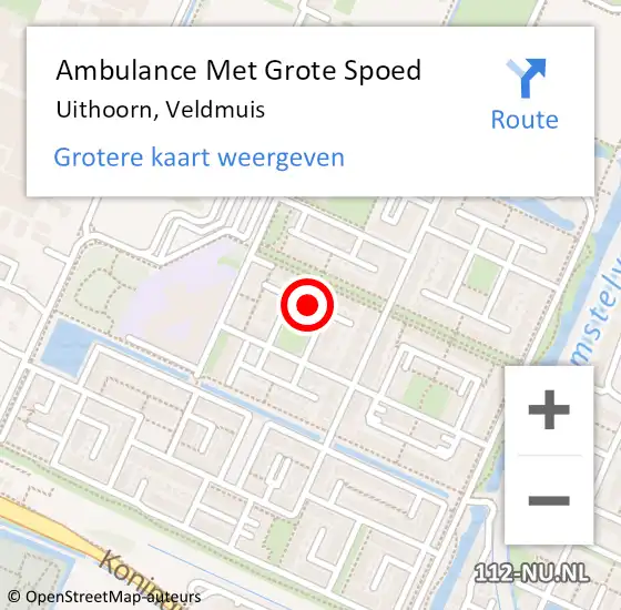 Locatie op kaart van de 112 melding: Ambulance Met Grote Spoed Naar Uithoorn, Veldmuis op 26 juni 2021 11:58