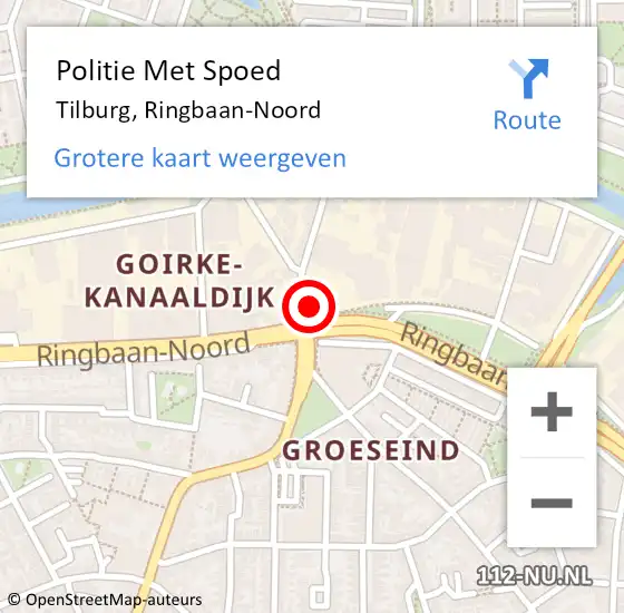 Locatie op kaart van de 112 melding: Politie Met Spoed Naar Tilburg, Ringbaan-Noord op 26 juni 2021 12:07