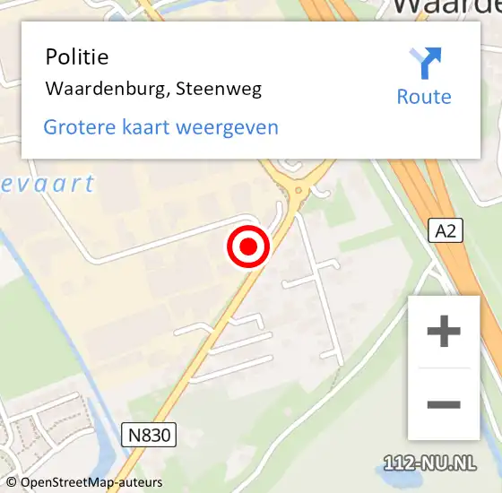 Locatie op kaart van de 112 melding: Politie Waardenburg, Steenweg op 26 juni 2021 12:35