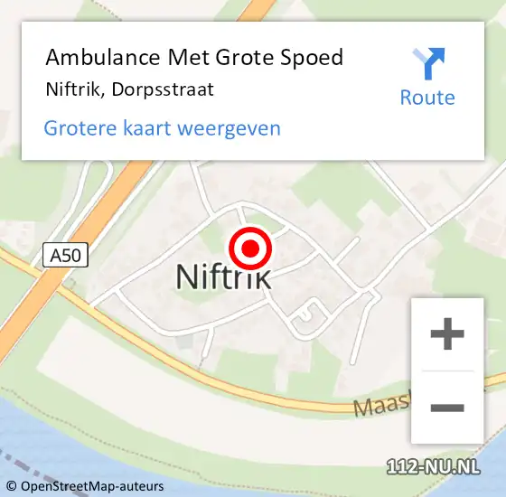 Locatie op kaart van de 112 melding: Ambulance Met Grote Spoed Naar Niftrik, Dorpsstraat op 26 juni 2021 12:44